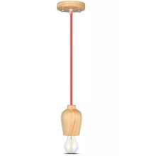 Lámpara colgante de cable 1xE27/60W/230V rojo