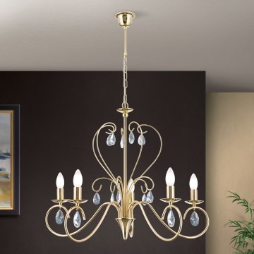 Lámpara colgante de cristal ALESSIA 5xE14/40W/230V dorado