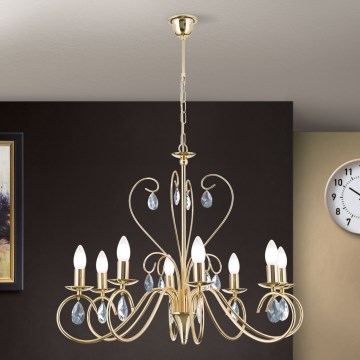 Lámpara colgante de cristal ALESSIA 8xE14/40W/230V dorado