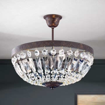 Lámpara colgante de cristal ARILA 3xE14/40W/230V diá. 40 cm marrón/pátina