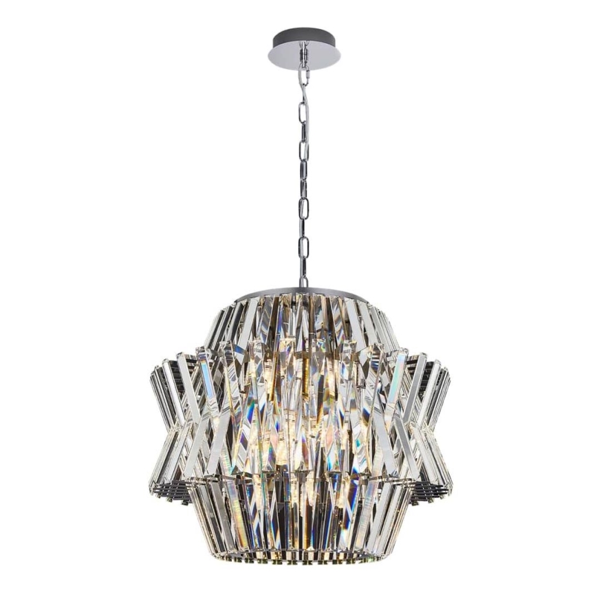 Lámpara colgante de cristal CROWN 12xE14/40W/230V cromo brillante