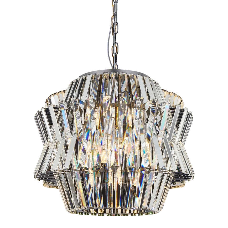 Lámpara colgante de cristal CROWN 12xE14/40W/230V cromo brillante