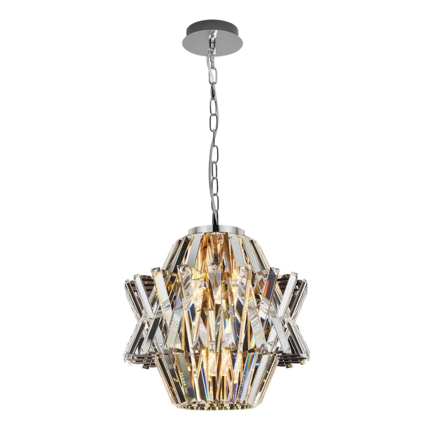Lámpara colgante de cristal CROWN 4xE14/40W/230V cromo brillante