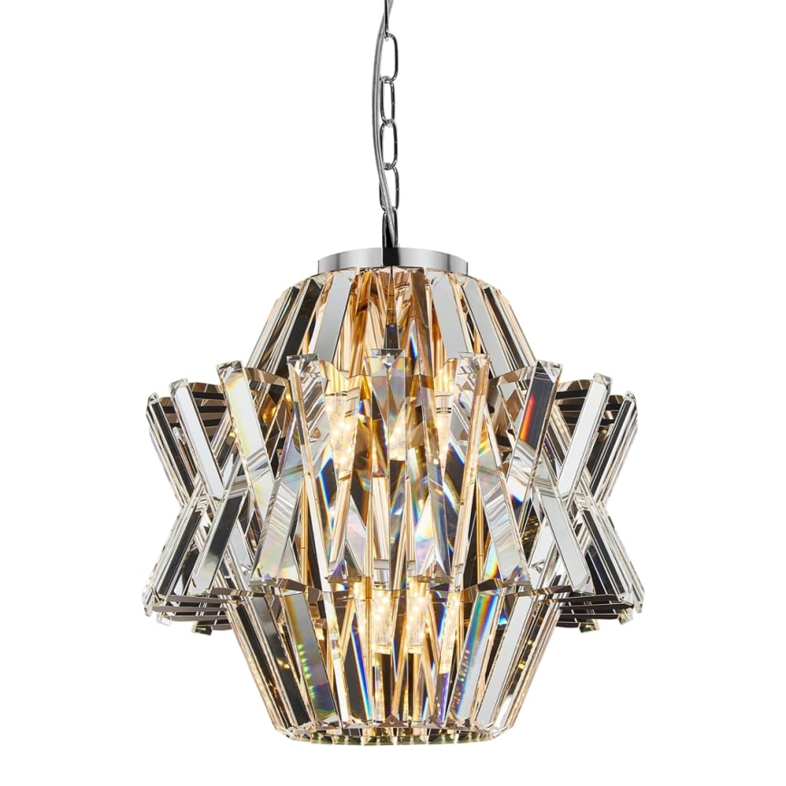 Lámpara colgante de cristal CROWN 4xE14/40W/230V cromo brillante