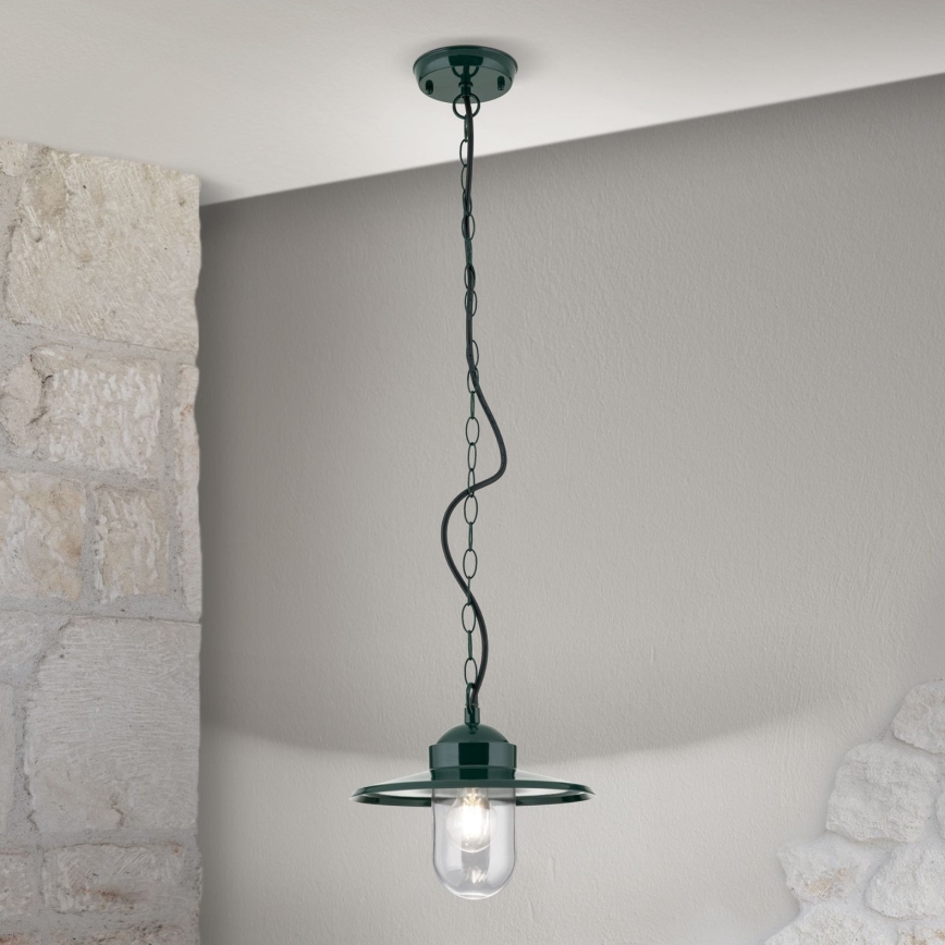 Lámpara colgante de exterior EDWARD 1xE27/60W/230V IP44 verde