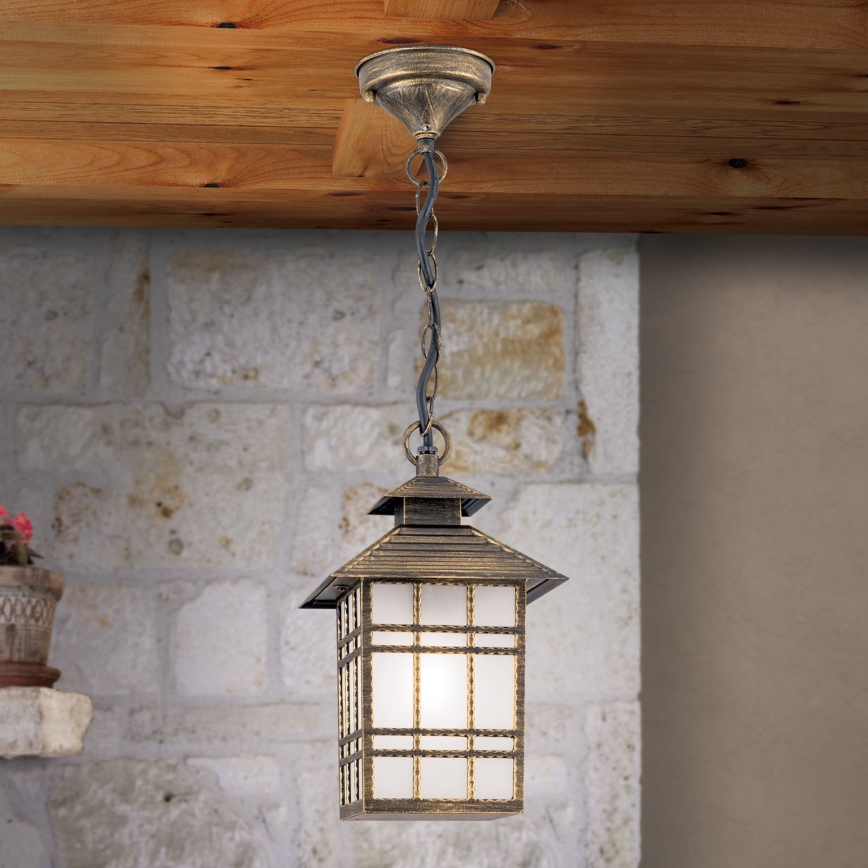 Lámpara colgante de exterior KIKO 1xE27/11W/230V IP44 bronce/pátina