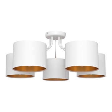 Lámpara colgante de luces de superficie ALBA 5xE27/15W/230V blanco/dorado