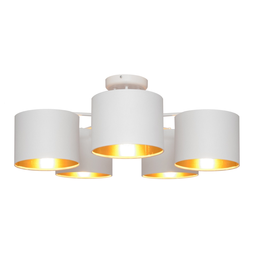 Lámpara colgante de luces de superficie ALBA 5xE27/15W/230V blanco/dorado