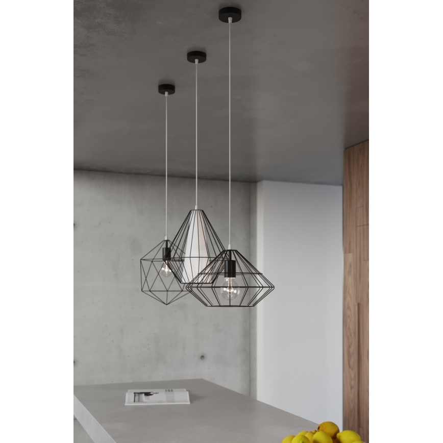 Lámpara colgante DEMI 1xE27/60W/230V negro/blanco