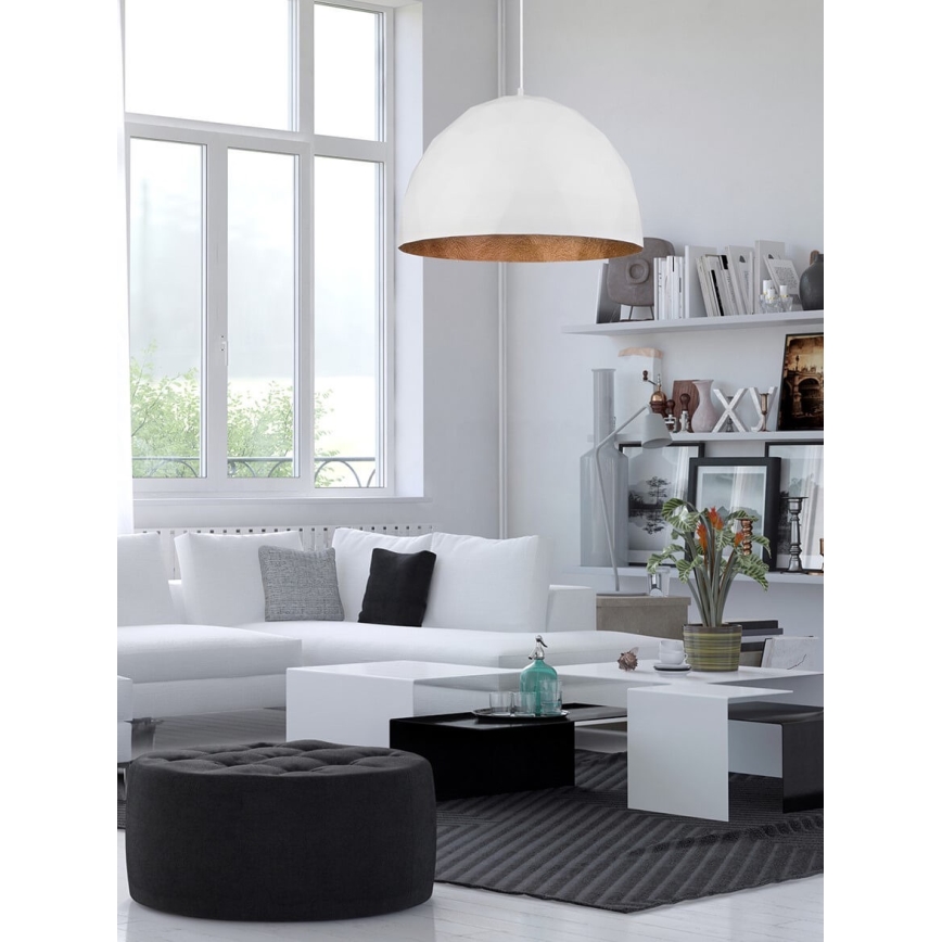 Lámpara colgante DIAMENT 1xE27/60W/230V diá. 50 cm blanco/cobre