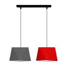 Lámpara colgante DIAMENT 2xE27/60W/230V gris/rojo