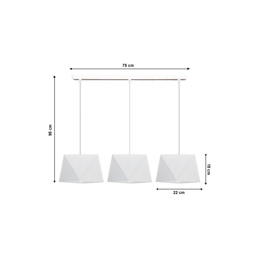 Lámpara colgante DIAMENT 3xE27/60W/230V blanco