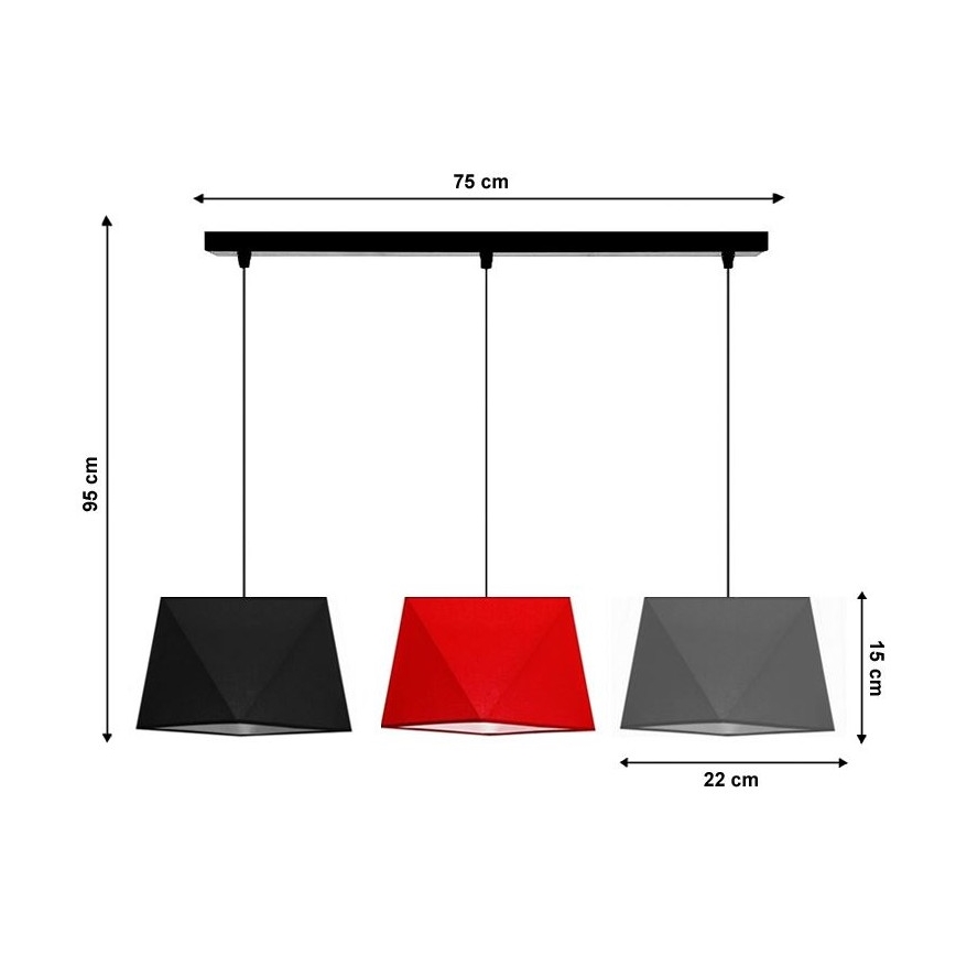 Lámpara colgante DIAMENT 3xE27/60W/230V
