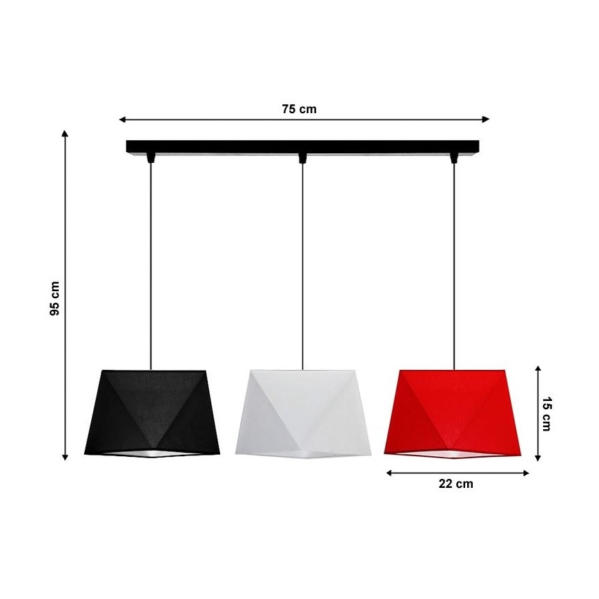 Lámpara colgante DIAMENT 3xE27/60W/230V
