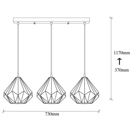 Lámpara colgante DIAMOND 3xE27/100W/230V