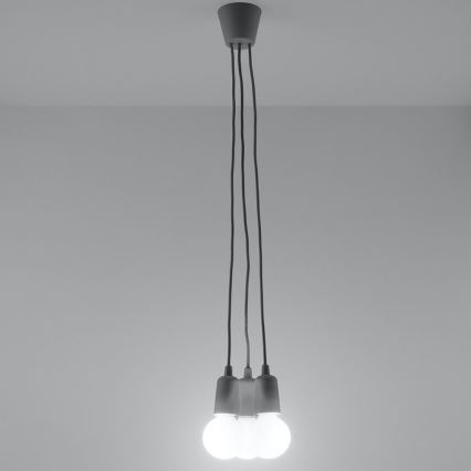 Lámpara colgante DIEGO 3xE27/60W/230V gris