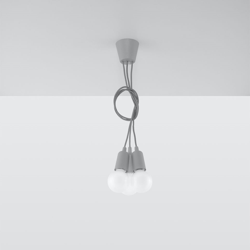 Lámpara colgante DIEGO 3xE27/60W/230V gris