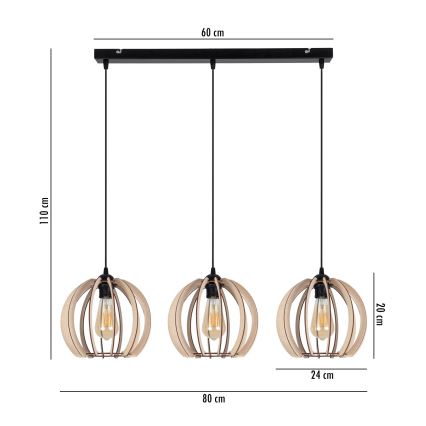 Lámpara colgante DORO 3xE27/60W/230V