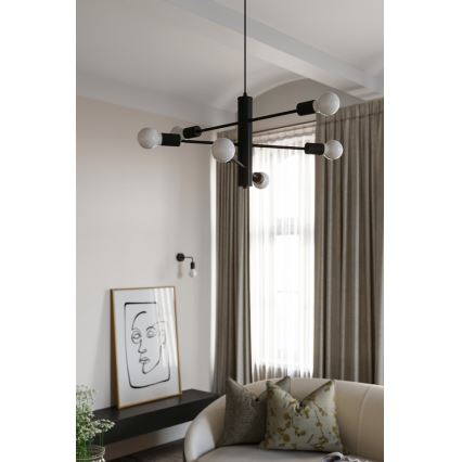 Lámpara colgante DUOMO 6 6xE27/60W/230V negro