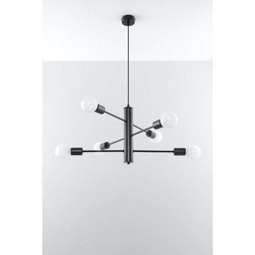 Lámpara colgante DUOMO 6 6xE27/60W/230V negro