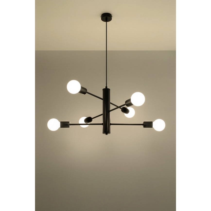 Lámpara colgante DUOMO 6 6xE27/60W/230V negro