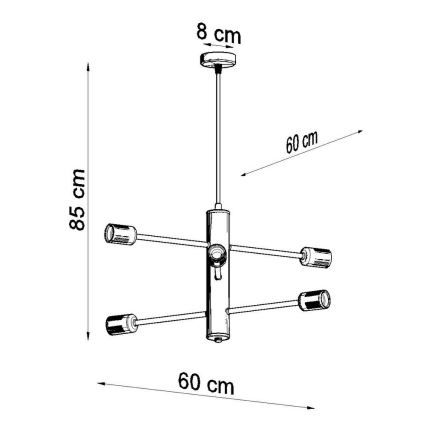 Lámpara colgante DUOMO 6 6xE27/60W/230V negro