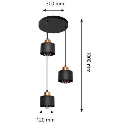 Lámpara colgante EDISON 3xE27/15W/230V