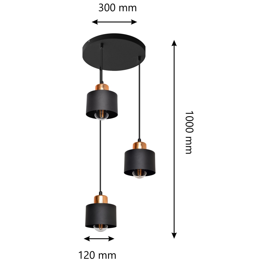 Lámpara colgante EDISON 3xE27/15W/230V