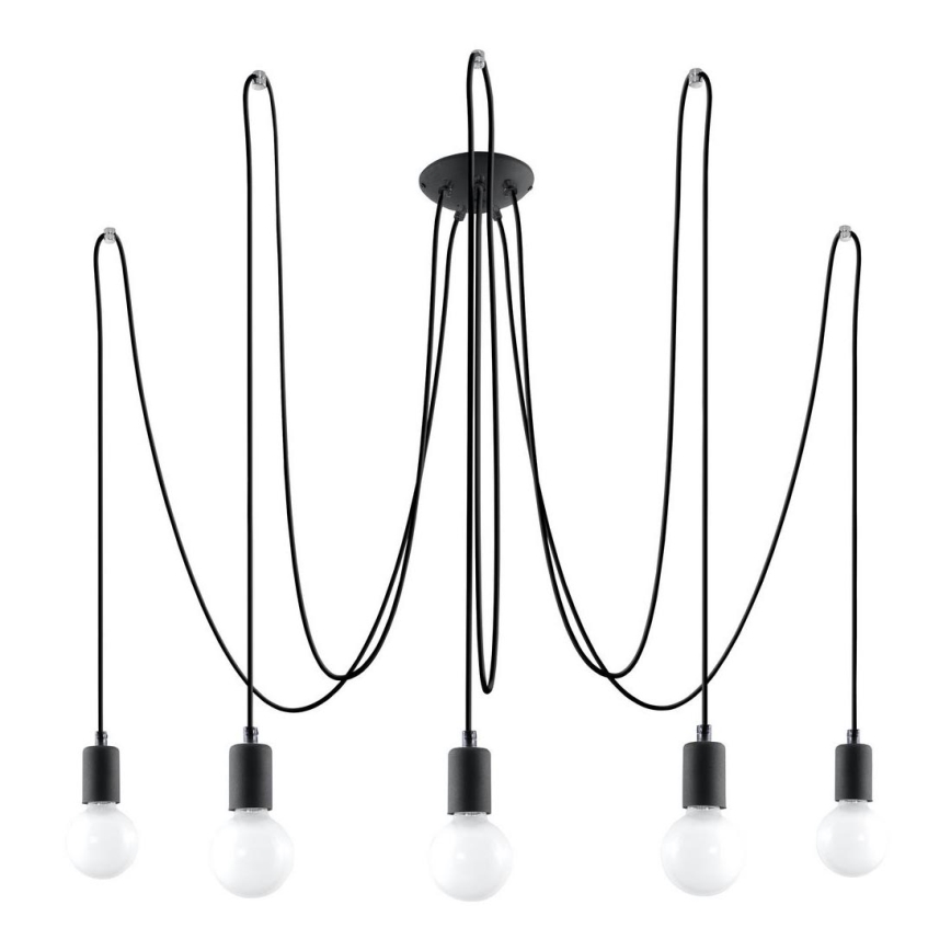 Lámpara colgante EDISON 5 5xE27/60W/230V araña negro