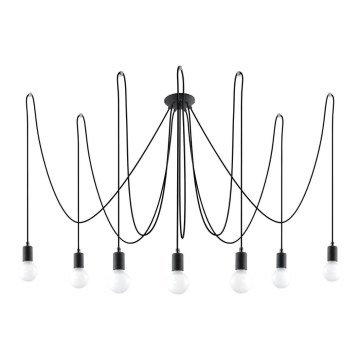 Lámpara colgante EDISON 7 7xE27/60W/230V araña negro