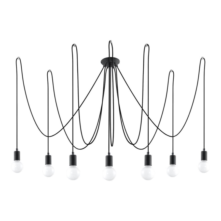 Lámpara colgante EDISON 7 7xE27/60W/230V araña negro