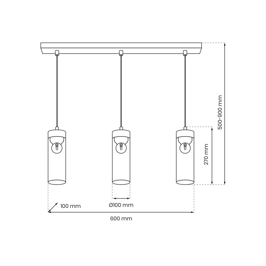 Lámpara colgante ELICA 3xE27/60W/230V
