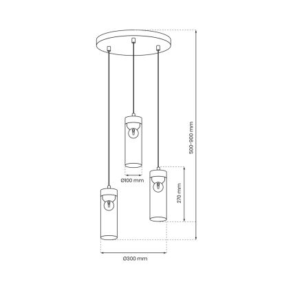 Lámpara colgante ELICA 3xE27/60W/230V