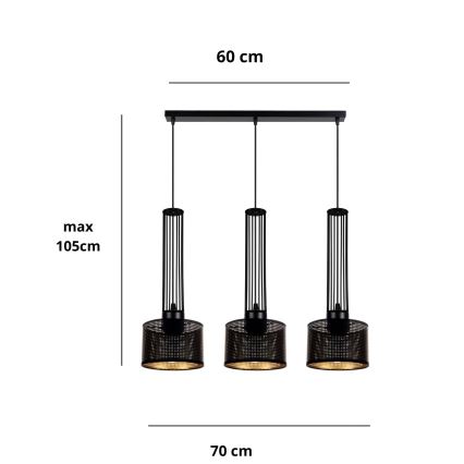 Lámpara colgante ELIS 3xE27/60W/230V