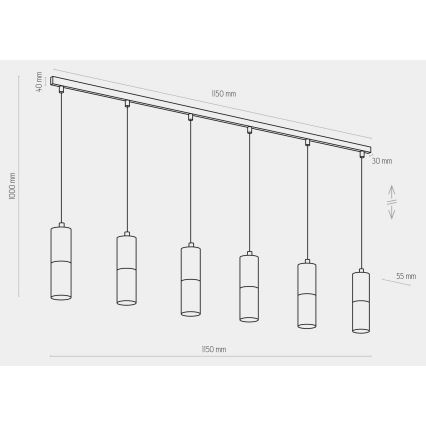 Lámpara colgante ELIT 6xGU10/10W/230V negro