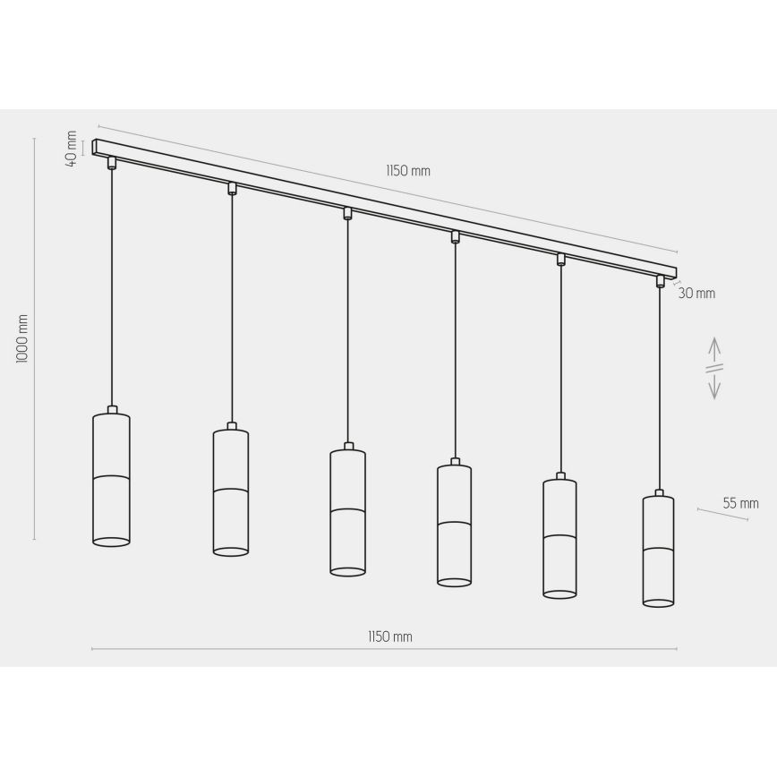 Lámpara colgante ELIT 6xGU10/10W/230V negro