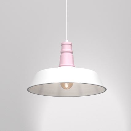 Lámpara colgante ENZO 1xE27/60W/230V blanco/rosa