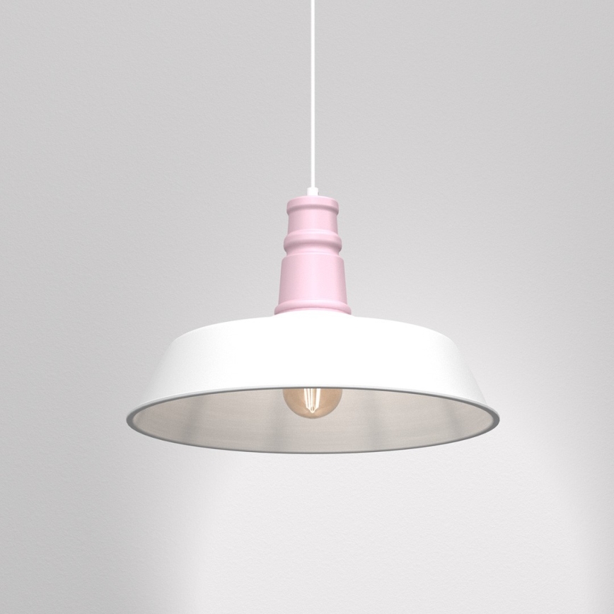 Lámpara colgante ENZO 1xE27/60W/230V blanco/rosa
