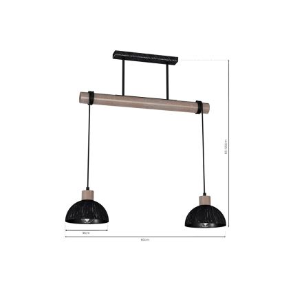 Lámpara colgante ERIK 2xE27/60W/230V marrón/negro