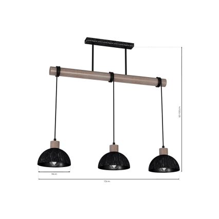 Lámpara colgante ERIK 3xE27/60W/230V marrón/negro