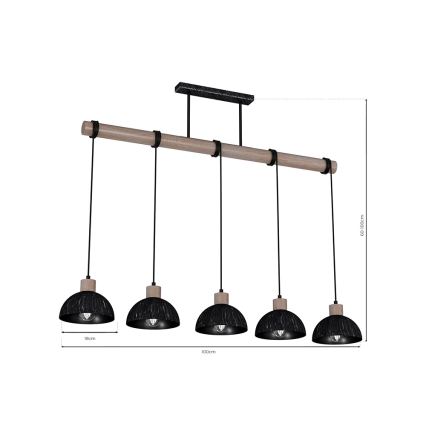 Lámpara colgante ERIK 5xE27/60W/230V marrón/negro