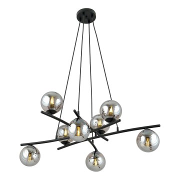 Lámpara colgante ESSA 8xE14/10W/230V negro/ahumado