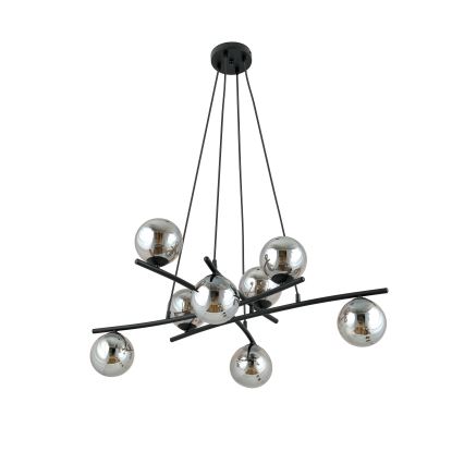 Lámpara colgante ESSA 8xE14/10W/230V negro/ahumado