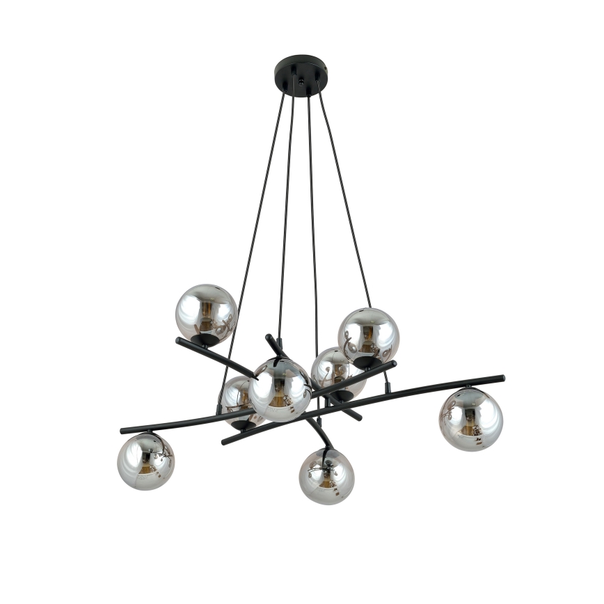 Lámpara colgante ESSA 8xE14/10W/230V negro/ahumado