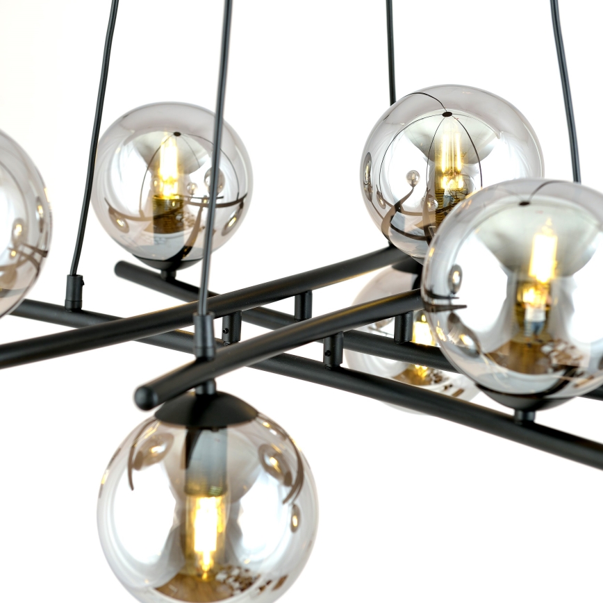 Lámpara colgante ESSA 8xE14/10W/230V negro/ahumado