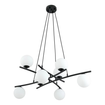 Lámpara colgante ESSA 8xE14/10W/230V negro/blanco