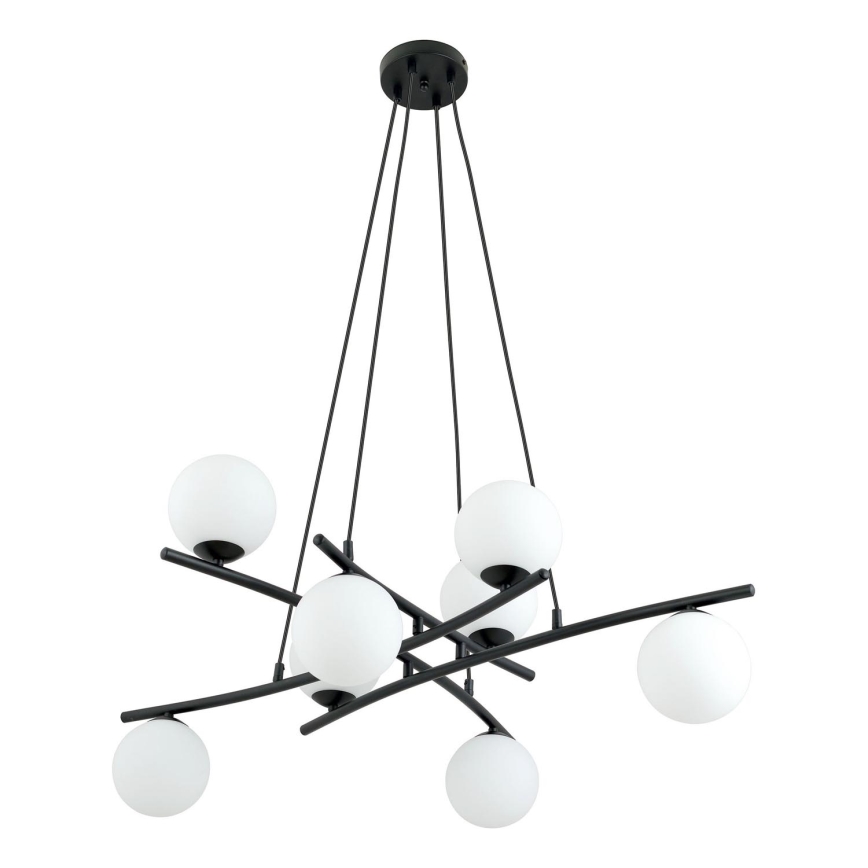Lámpara colgante ESSA 8xE14/10W/230V negro/blanco