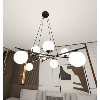 Lámpara colgante ESSA 8xE14/10W/230V negro/blanco