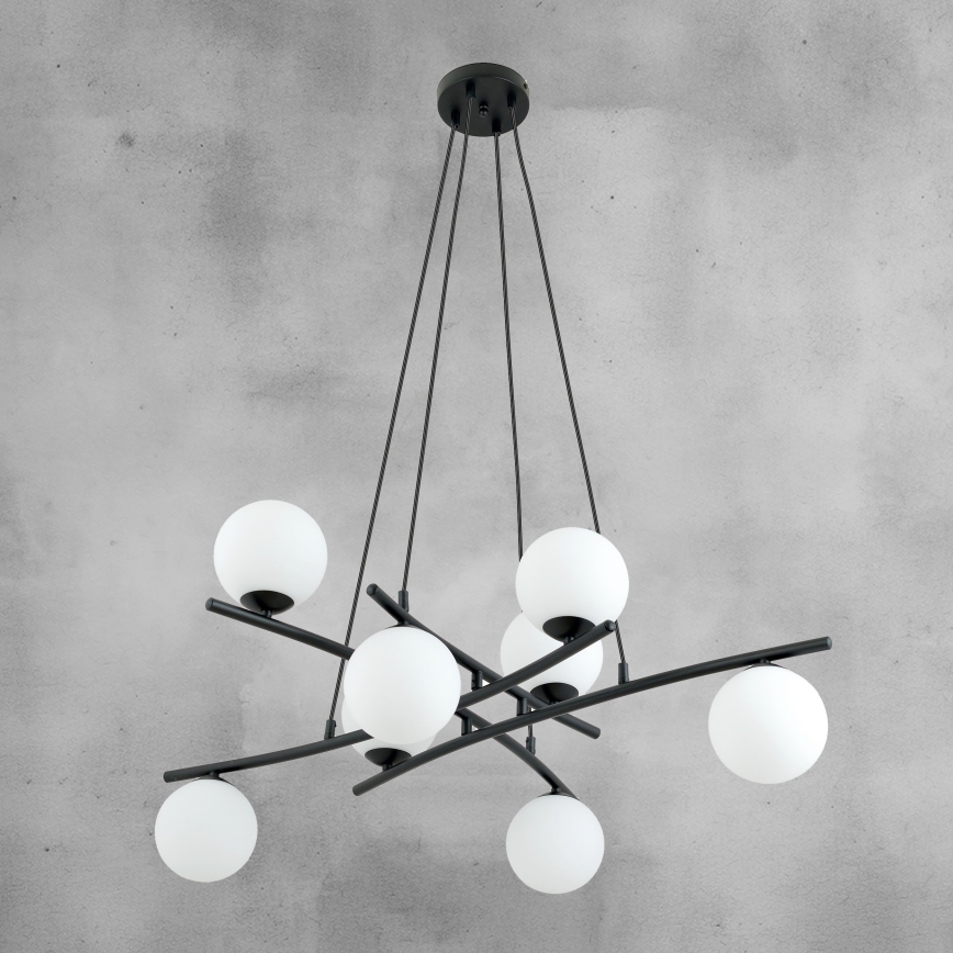 Lámpara colgante ESSA 8xE14/10W/230V negro/blanco