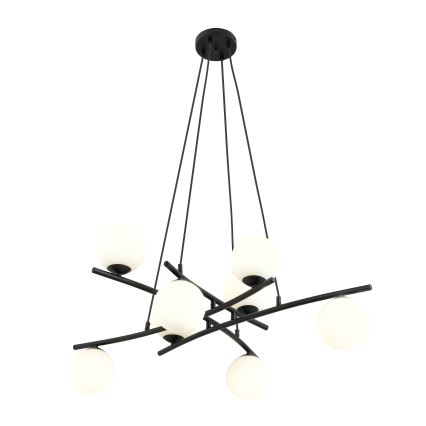 Lámpara colgante ESSA 8xE14/10W/230V negro/blanco